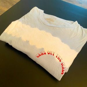 Vans Men’s Blue and White Tie Dye Striped Long Sleeve Shirt with Design